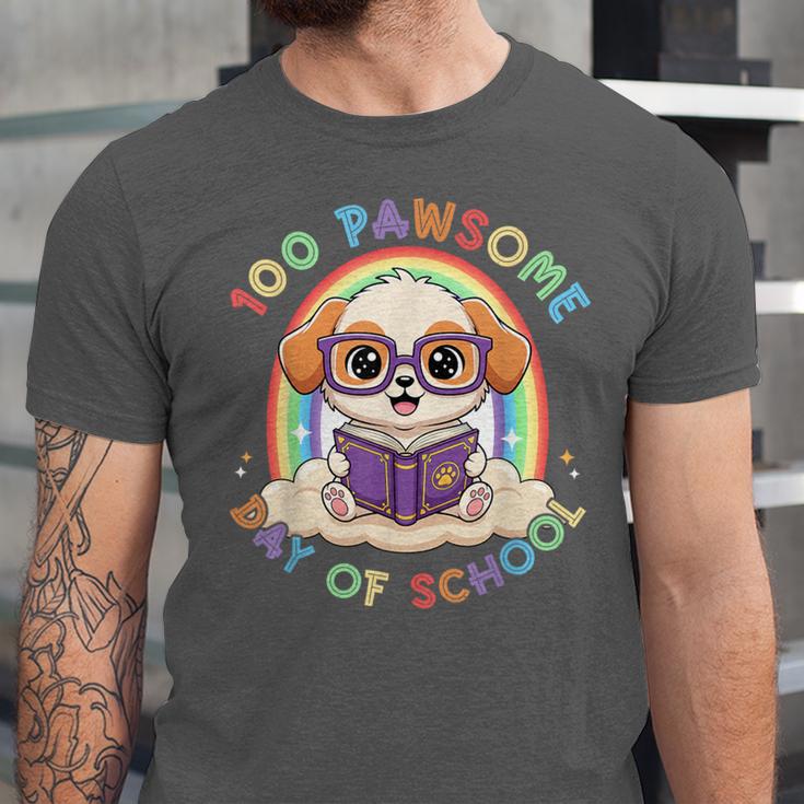 Cute 100th Day Of School 100 Days Dog Reading Book Rainbow Unisex Jersey T-Shirt