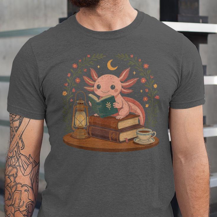 Cute Axolotl Reading Books Cozy Bookworm Unisex Jersey T-Shirt
