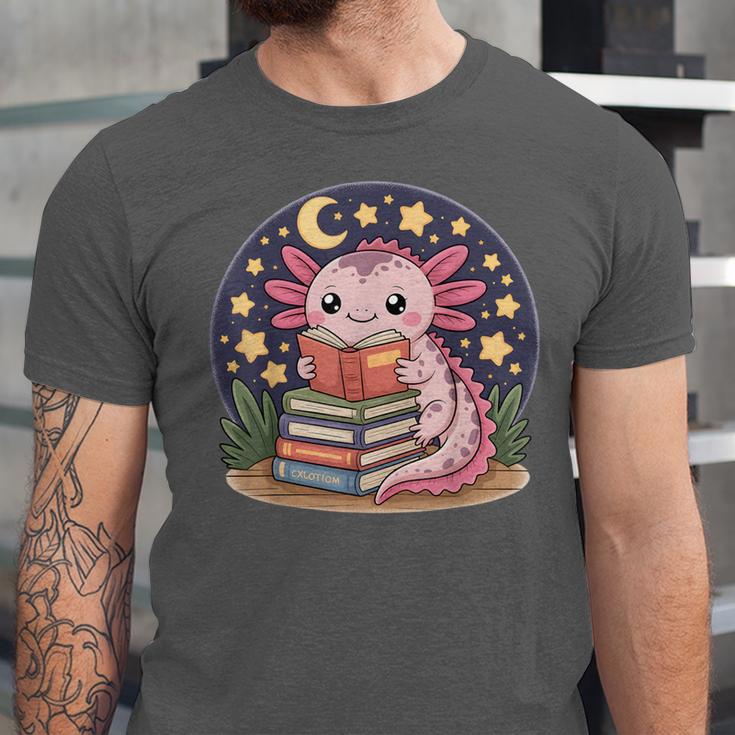 Cute Axolotl Reading Books Cozy Night Aesthetic Unisex Jersey T-Shirt Cute Axolotl Reading Books Cozy Night Aesthetic Unisex Jersey T-Shirt