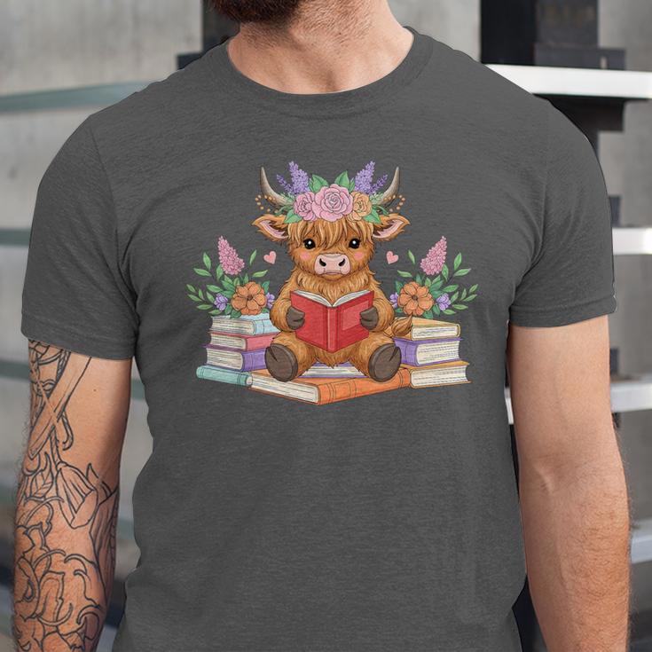 Cute Baby Highland Cow Reading Book Lover Toddler Unisex Jersey T-Shirt
