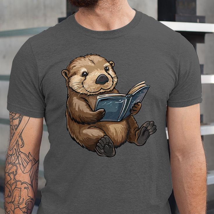Cute Book Sea Otter Unisex Jersey T-Shirt