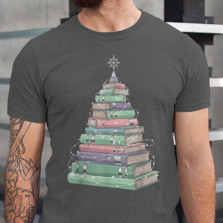 Cute Bookmas Christmas Book Tree Book Lover Teacher Unisex Jersey T-Shirt