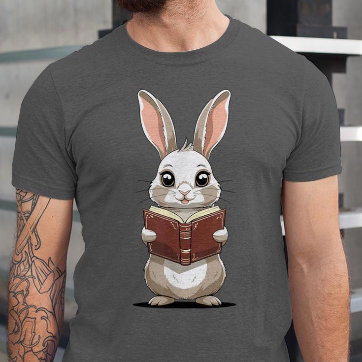 Cute Bookworm Bunny Reading For Kids And Teachers Unisex Jersey T-Shirt