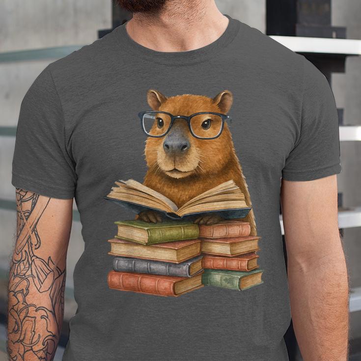Cute Capybara Reading Books Animal Capybara Bookworms Unisex Jersey T-Shirt