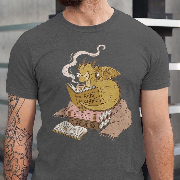 Cute Dragon Be Kind Stay Weird Read Books Unisex Jersey T-Shirt Cute Dragon Be Kind Stay Weird Read Books Unisex Jersey T-Shirt