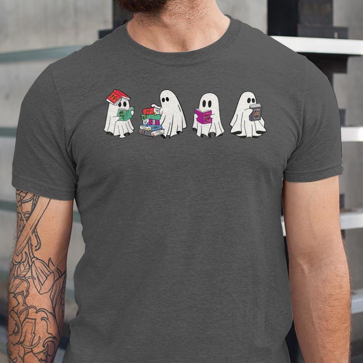 Cute Ghosts Reading Books Lover Spooky Season Halloween Unisex Jersey T-Shirt Cute Ghosts Reading Books Lover Spooky Season Halloween Unisex Jersey T-Shirt
