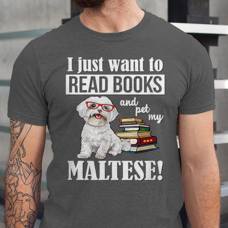 Cute Glasses Read Books & Pet My Maltese Lover Unisex Jersey T-Shirt
