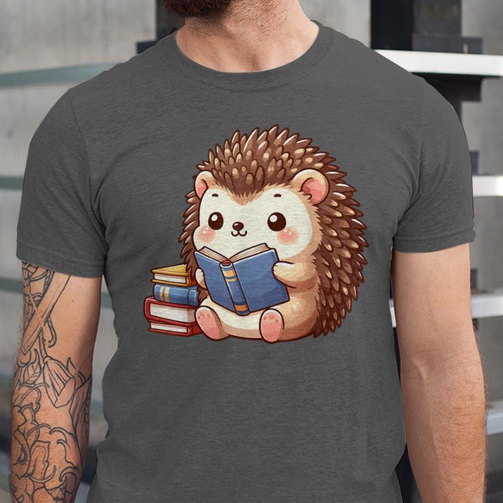 Cute Hedgehog Book Lover Readers Animal Reading Unisex Jersey T-Shirt