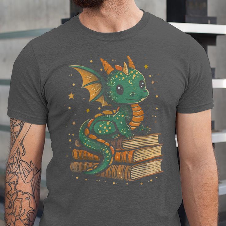 Cute Kawaii Dragon Fantasy Book Lover Book Nerd Unisex Jersey T-Shirt