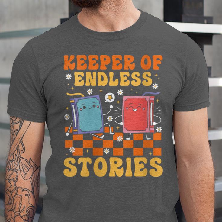 Cute Librarian Library Book Lover Keeper Of Endless Stories Unisex Jersey T-Shirt