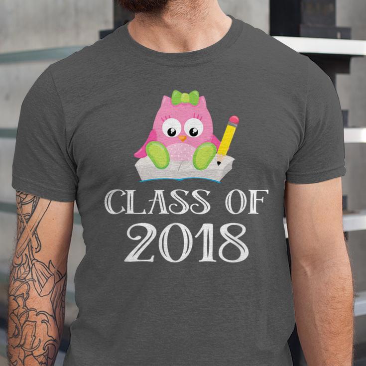 Cute Pink School Owl Class Of 2018 Graduation Unisex Jersey T-Shirt