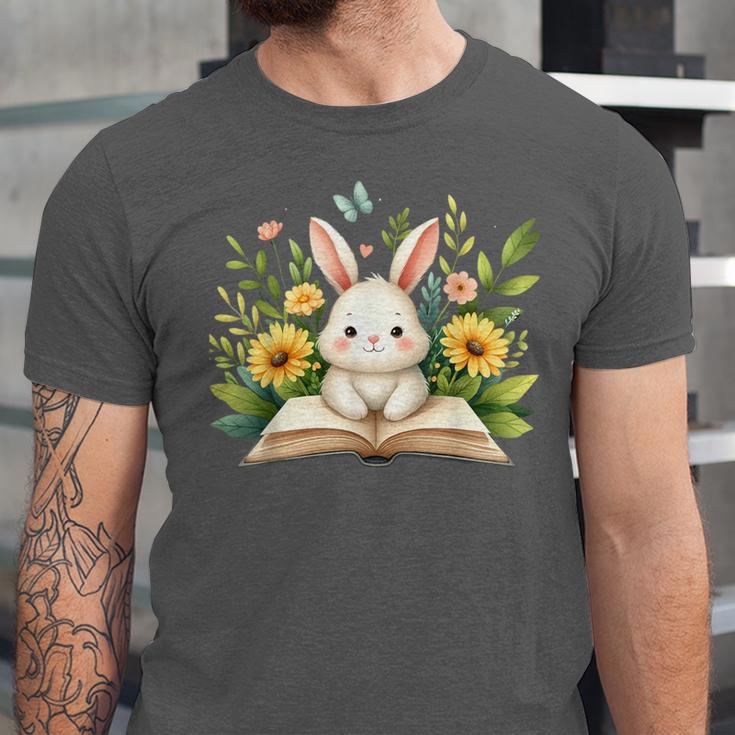 Cute Rabbit And Book Women Girls Reading Book Rabbit Lover Unisex Jersey T-Shirt Cute Rabbit And Book Women Girls Reading Book Rabbit Lover Unisex Jersey T-Shirt