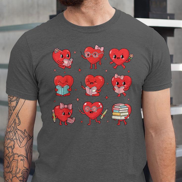 Cute Reading Hearts Valentine Day Book Lover Teacher Student Unisex Jersey T-Shirt