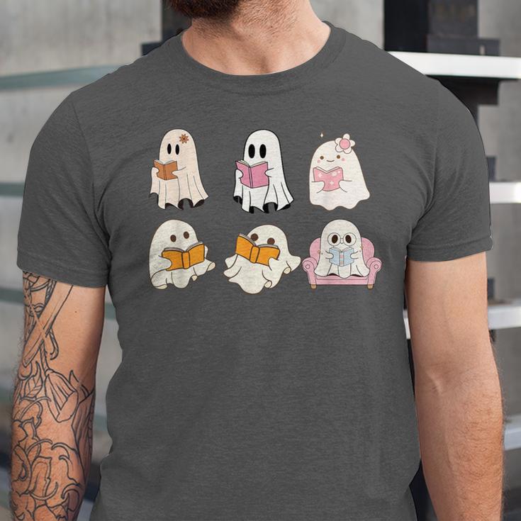 Cute Spooky Reading Book Halloween Fall Ghost Autumn Unisex Jersey T-Shirt