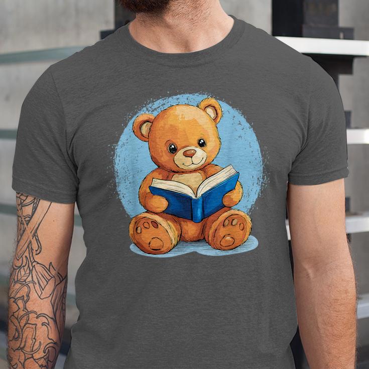 Cute Teddy Bear Reading Book Fun Unisex Jersey T-Shirt Cute Teddy Bear Reading Book Fun Unisex Jersey T-Shirt
