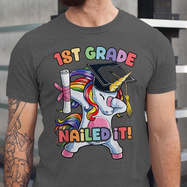 Dabbing 1st Grade Unicorn Graduation Class Of 2021 Nailed It Unisex Jersey T-Shirt