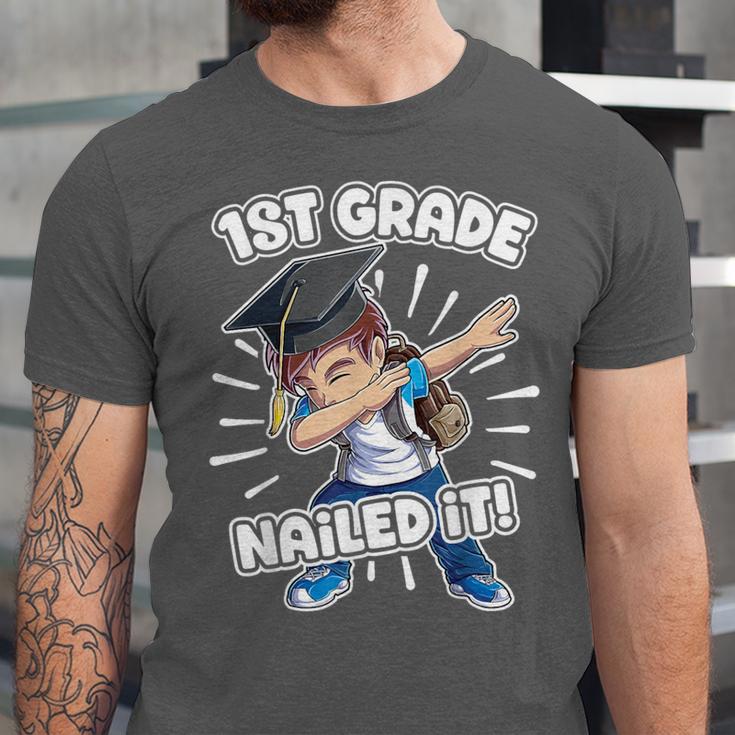 Dabbing Graduation Boy 1st Grade Class Of 2021 Nailed It Unisex Jersey T-Shirt