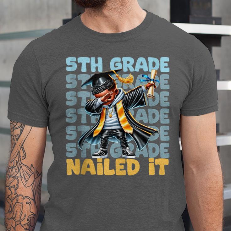Dabbing Graduation Boy 5th Grade Nailed It Class Of 2025 Unisex Jersey T-Shirt