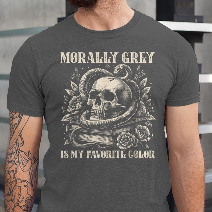 Dark Romance Book Villain Morally Grey Is My Favorite Color Unisex Jersey T-Shirt Dark Romance Book Villain Morally Grey Is My Favorite Color Unisex Jersey T-Shirt