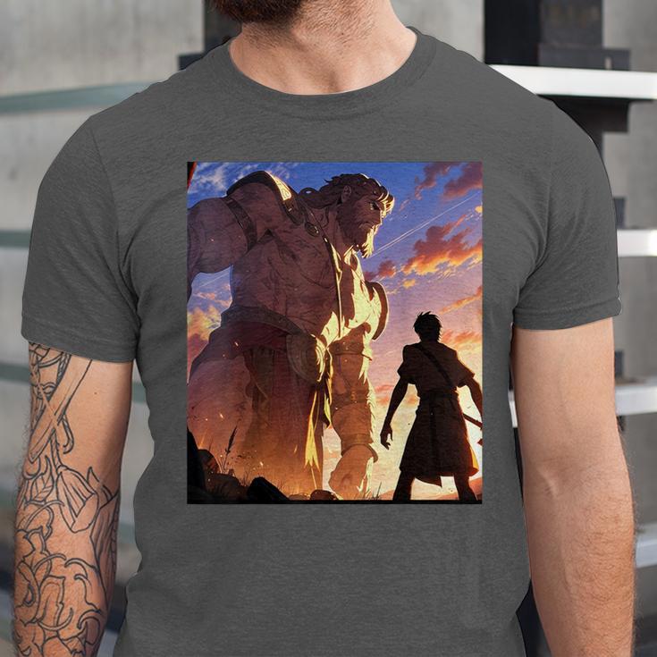 David And Goliath Bible Book Of Samuel Famous Bible Story Unisex Jersey T-Shirt