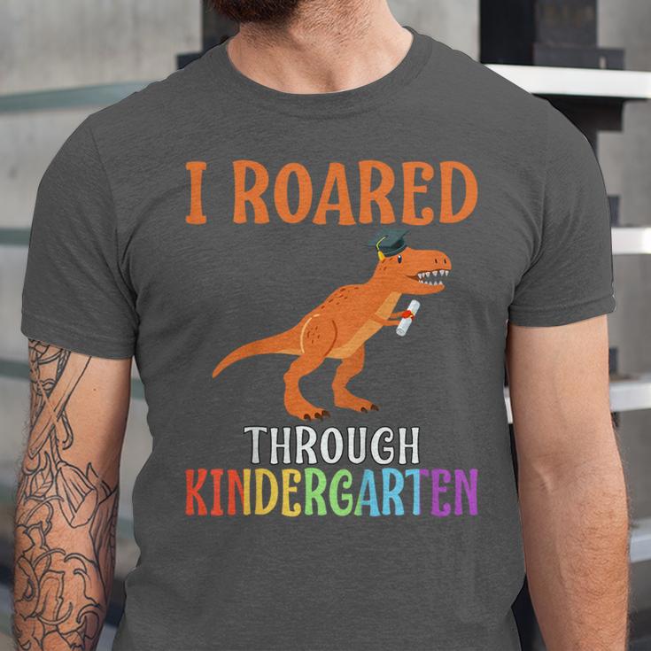 Dinosaur Graduation I Roared Through Kindergarten T-Shirt Unisex Jersey T-Shirt