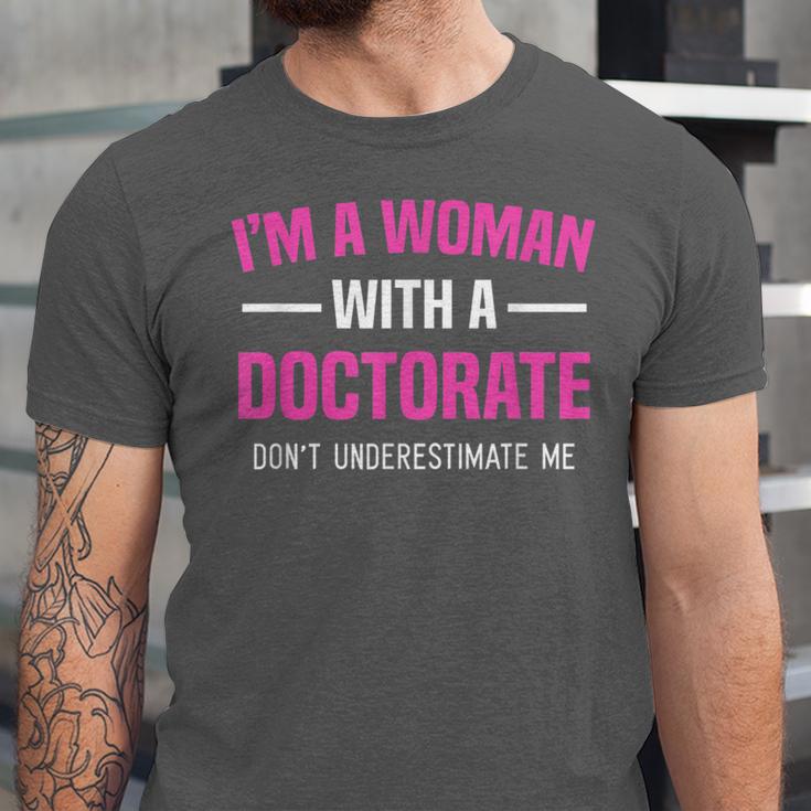 Doctoral Degree Graduation Woman With a Doctorate Unisex Jersey T-Shirt