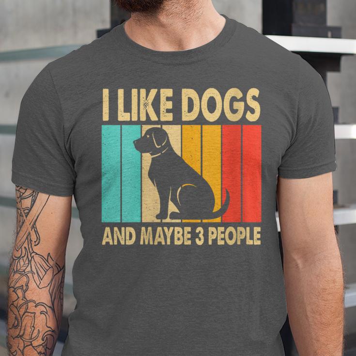 I Like Dogs And Maybe 3 People Introvert Unisex Jersey T-Shirt