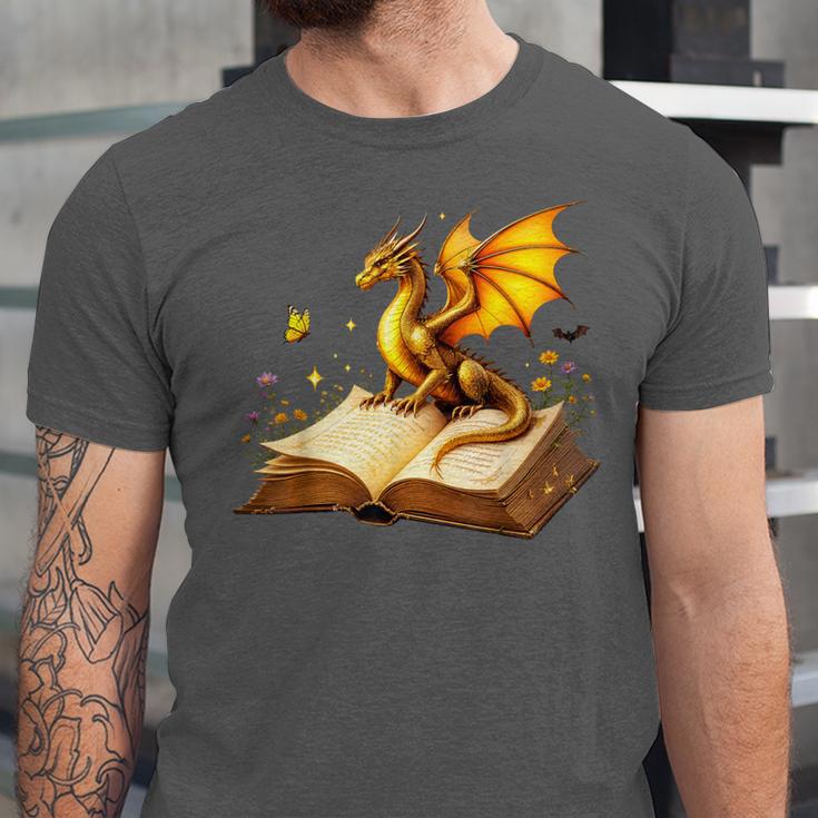 Dragon Fantasy Book Lover Bookish Reader Bookworm Wildflower Unisex Jersey T-Shirt