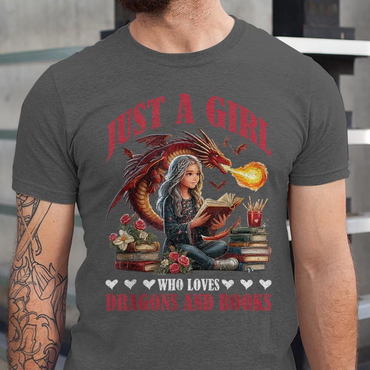 Dragon Just A Girl Who Loves Dragons And Books Unisex Jersey T-Shirt