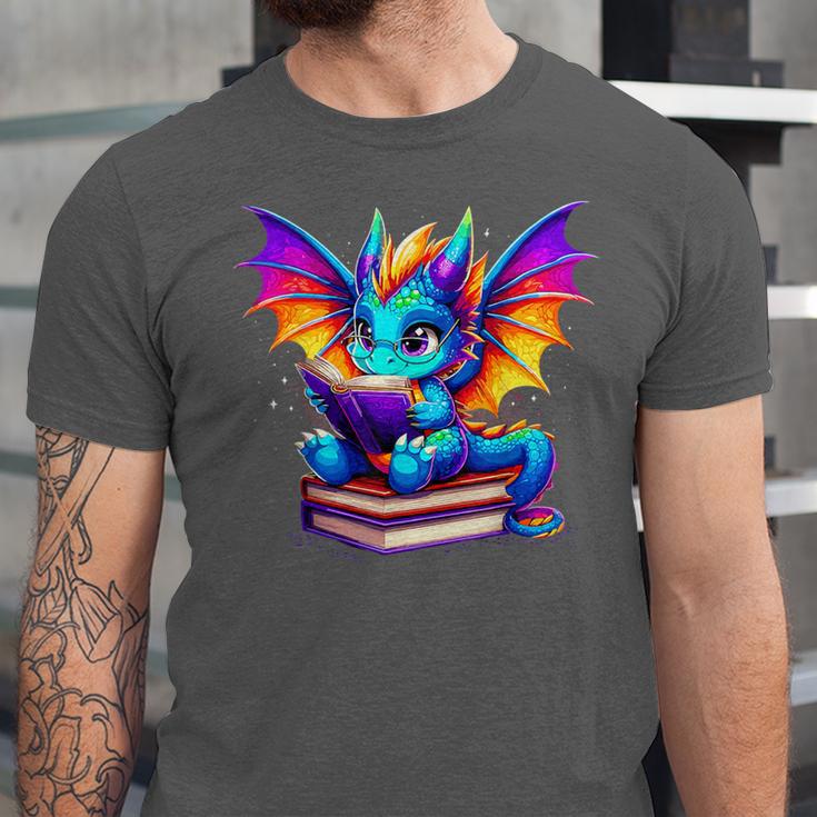 Dragon Reading a Book Bookworm Book Unisex Jersey T-Shirt