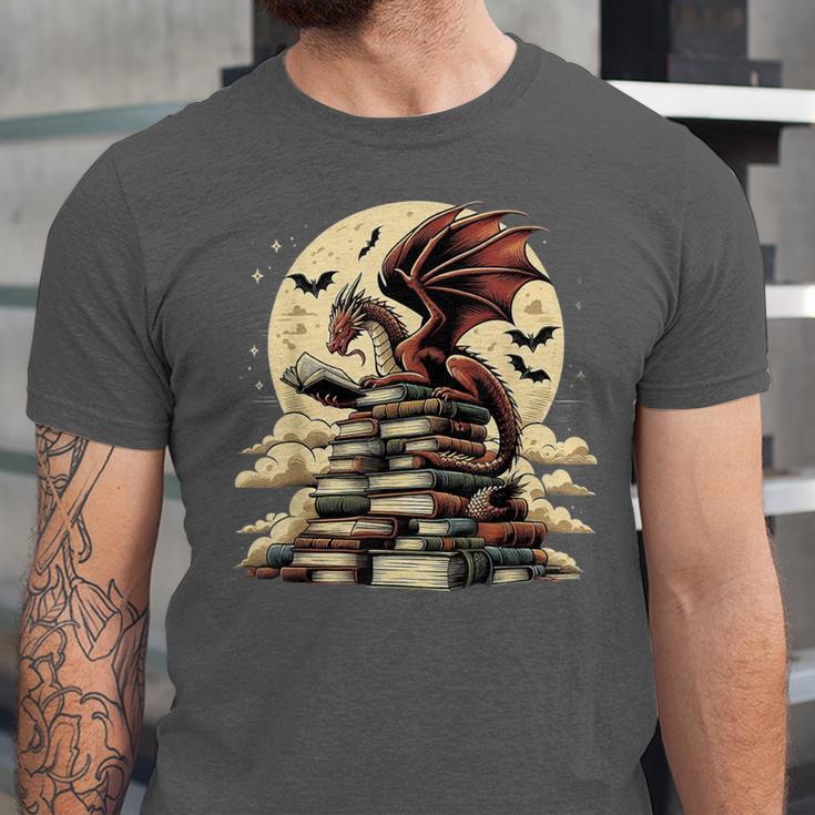 Dragon Reading a Book Dragons And Books Lover Bookworm Unisex Jersey T-Shirt Dragon Reading a Book Dragons And Books Lover Bookworm Unisex Jersey T-Shirt