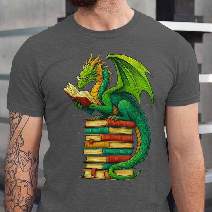 Dragon Reading Books Matching Bookworm Readers Librarian Unisex Jersey T-Shirt