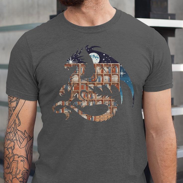 Dragon Silhouette Books Librarian Bookworm Women Men Kids Unisex Jersey T-Shirt