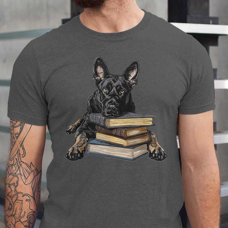 Dutch Shepherd Books Reading Dog Breed Graphic Unisex Jersey T-Shirt Dutch Shepherd Books Reading Dog Breed Graphic Unisex Jersey T-Shirt