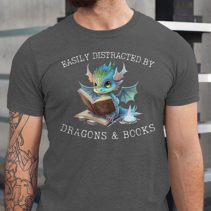 Easily Distracted By Dragons And Books Introvert Shirt Unisex Jersey T-Shirt Easily Distracted By Dragons And Books Introvert Shirt Unisex Jersey T-Shirt