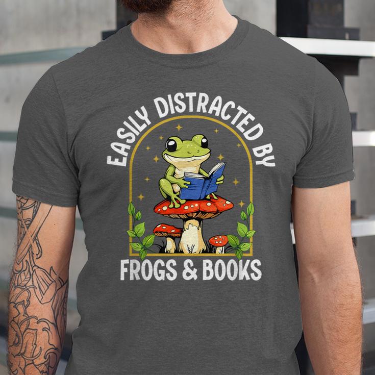 Easily Distracted By Frogs And Books Unisex Jersey T-Shirt