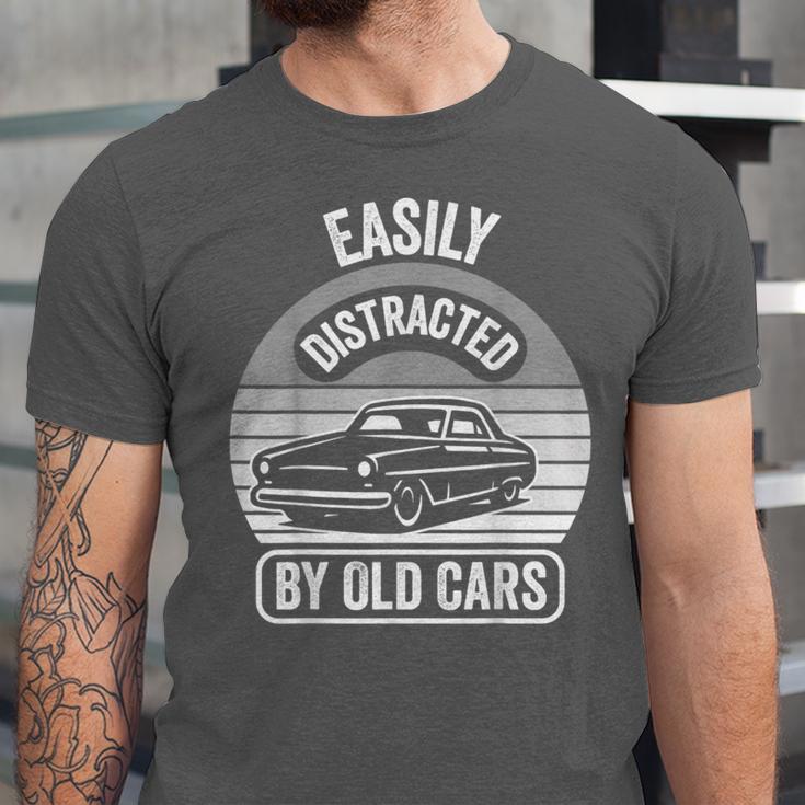 Easily Distracted By Old Cars Graphic Nostalgia Unisex Jersey T-Shirt