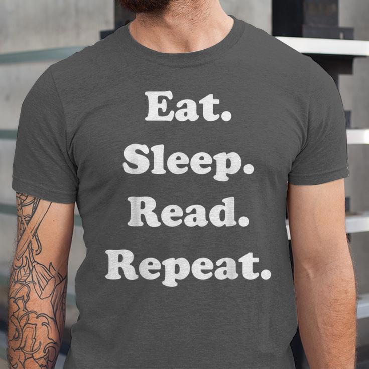 Eat Sleep Read Repeat Book Enthusiast Unisex Jersey T-Shirt