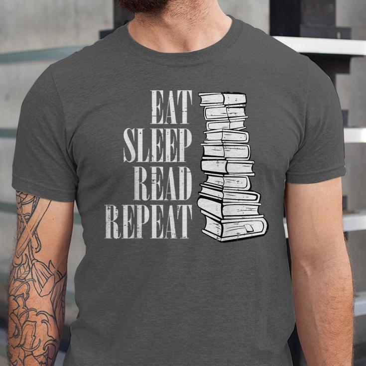 Eat Sleep Read Repeat Reading Book Librarian Men Women Kids Unisex Jersey T-Shirt