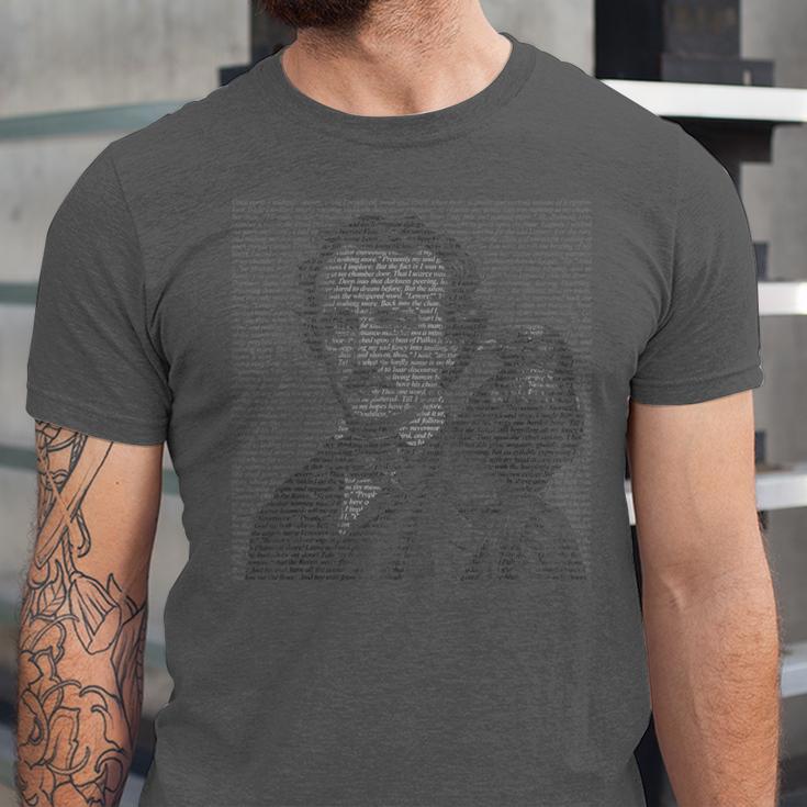Edgar Allen Poe & Raven Reading Bookworm Reader Unisex Jersey T-Shirt Edgar Allen Poe & Raven Reading Bookworm Reader Unisex Jersey T-Shirt