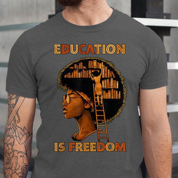 Education Is Freedom Teacher Book Black History Month Unisex Jersey T-Shirt