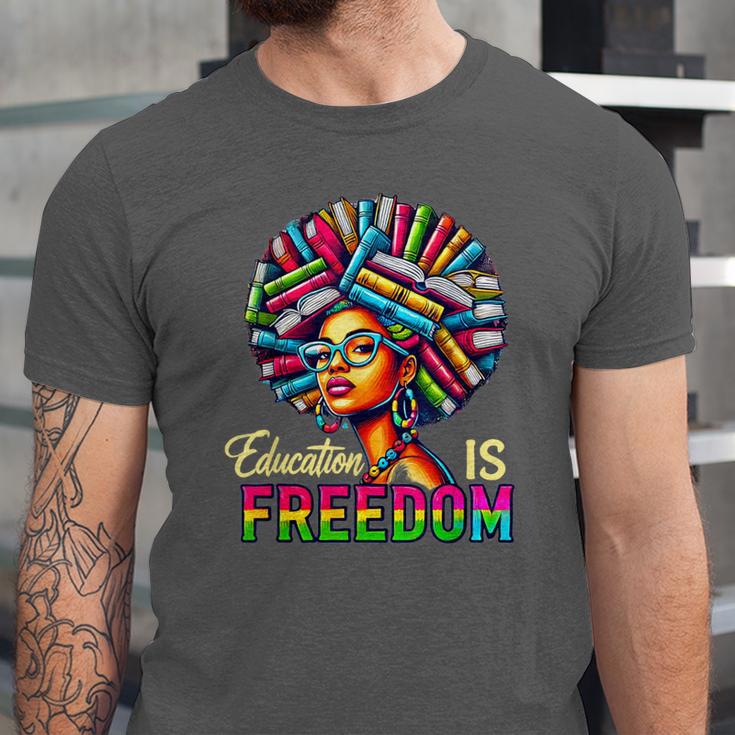 Education Freedom Teacher Books Black History Month Unisex Jersey T-Shirt