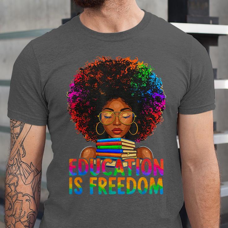 Education Is Freedom Teacher Books History Month Unisex Jersey T-Shirt