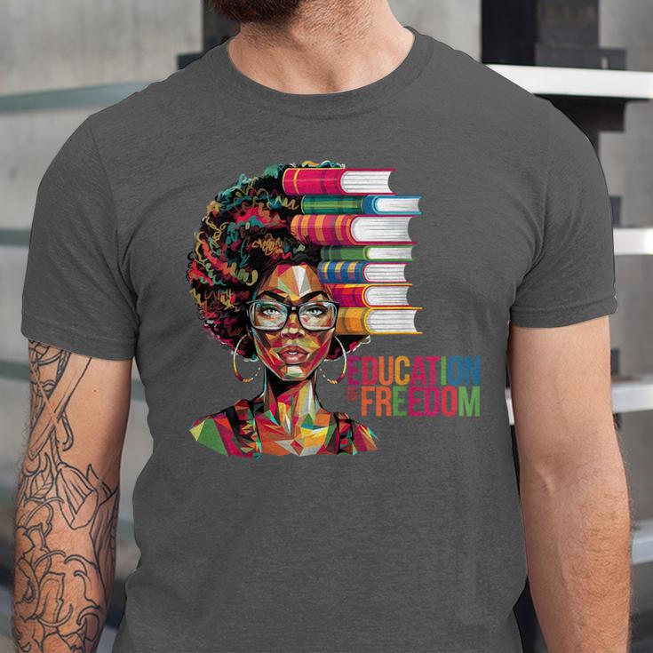 Education Is Freedom History Month Teacher Books Afro Unisex Jersey T-Shirt Education Is Freedom History Month Teacher Books Afro Unisex Jersey T-Shirt