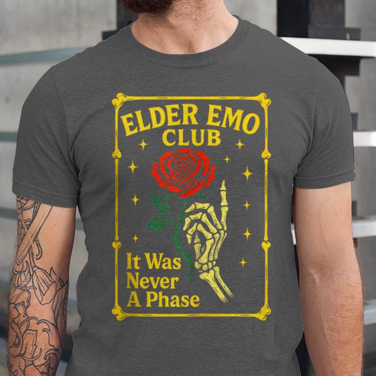 Elder Emo Club Emo Gothic Music Nostalgia Unisex Jersey T-Shirt Elder Emo Club Emo Gothic Music Nostalgia Unisex Jersey T-Shirt