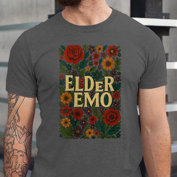 Elder Emo Floral Gothic Vintage Nostalgia Unisex Jersey T-Shirt