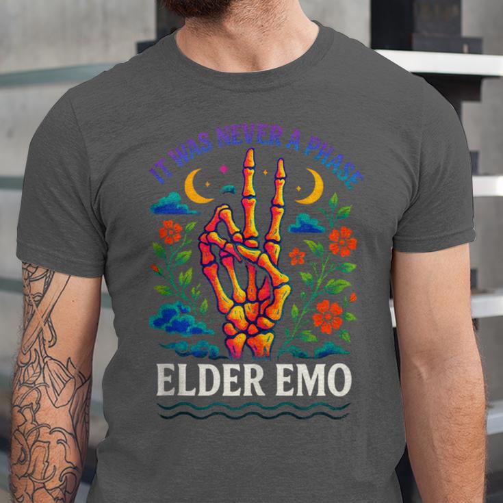 Elder Emo Nostalgia Skeleton Hand Unisex Jersey T-Shirt Elder Emo Nostalgia Skeleton Hand Unisex Jersey T-Shirt