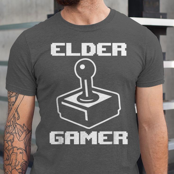 Elder Gamer Retro Video Game Nostalgia Old Gamer Unisex Jersey T-Shirt