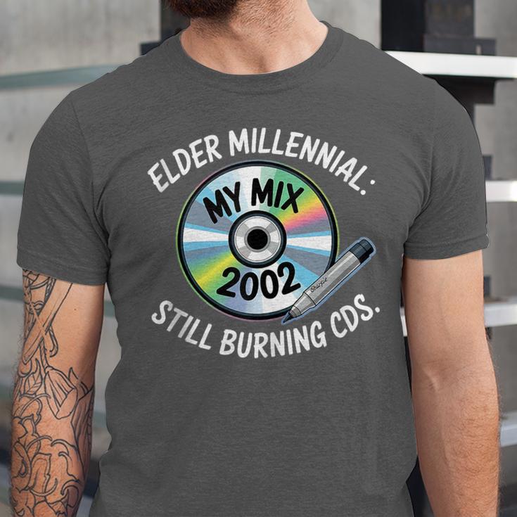 Elder Millennials Embracing 90s CDs Nostalgia Vibes Unisex Jersey T-Shirt