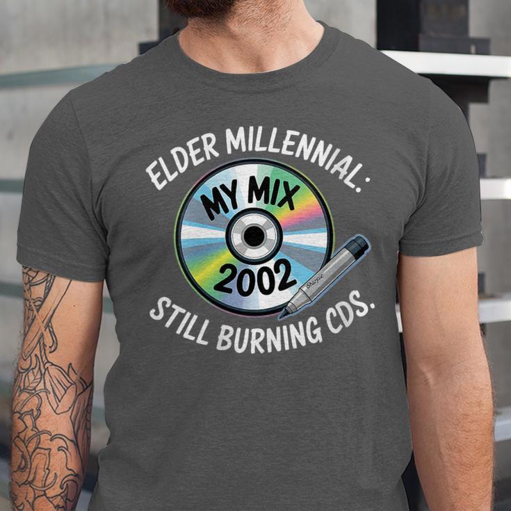 Elder Millennials Embracing 90s CDs Nostalgia Vibes Unisex Jersey T-Shirt